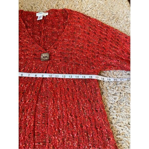 Coldwater creek knit boho lagenlook one‎ button short sleeve cardigan large - Picture 4 of 5